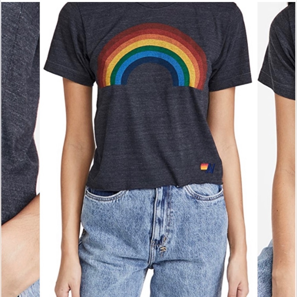Aviator Nation Grey Rainbow Tee size medium